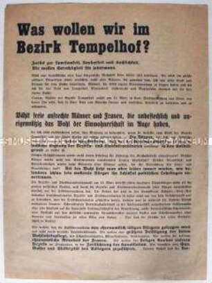 Deutschnationales Propagandaflugblatt zu den Wahlen im März 1933 mit kommunalpolitischer Ausrichtung