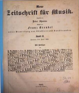 Neue Zeitschrift für Musik : gegr. 1834 von Robert Schumann. 54. 1861