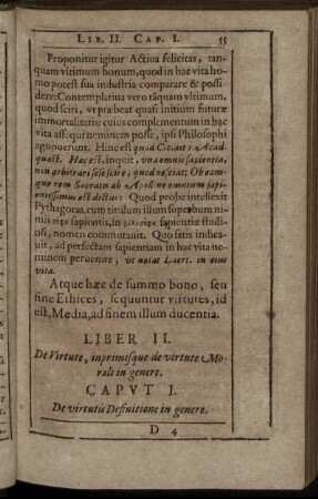 Liber II. De Virtute, imprimisque de virtute Morali in genere.