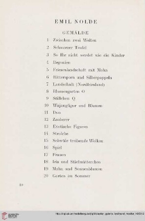 Emil Nolde - Gemälde (Nr. 1 - 20)