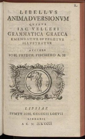 [Specimen Secundum]: Libellus animadversionum. [Specimen Secundum]