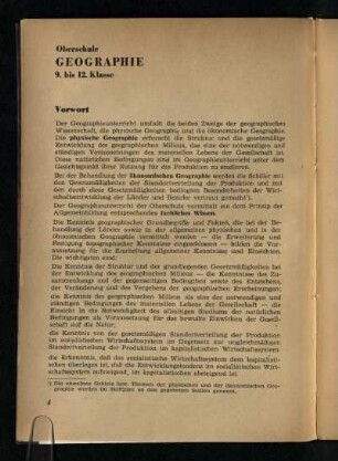 Vorwort: Der Geographieunterricht umfaßt ...