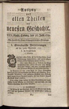 XXX. Nachl. Coburg, den 26. Julii. 1755.