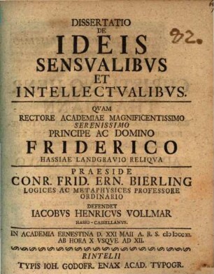 Diss. de ideis sensualibus et intellectualibus