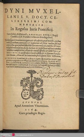 Dyni Mvxellani Commentaria in regulas iuris pontificii