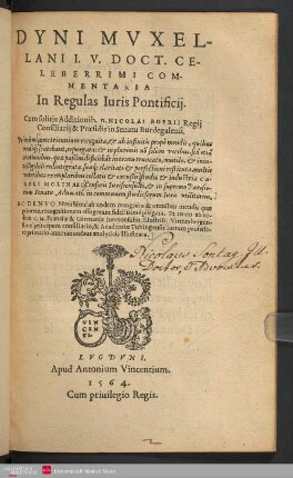 Dyni Mvxellani Commentaria in regulas iuris pontificii