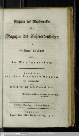 Eilfter Band, sechstes Stück