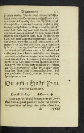 Die ander Epistel Pauli zu den Corinthern.