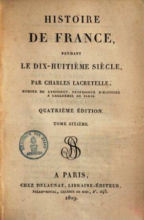 Histoire de France : pendant le dix-huitième siècle, 6
