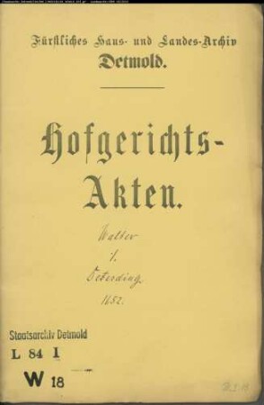 Walter, Johanns Erben gegen Johann und dessen Sohn Bernd Deterding zu Westervinnen - Schuldforderung
