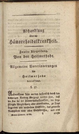 Allgemeine Vorerinnerungen die Heilmethode betreffend.