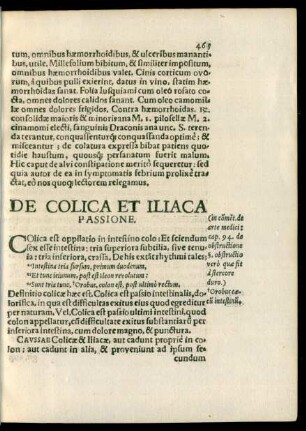 De Colica Et Iliaca Passione.