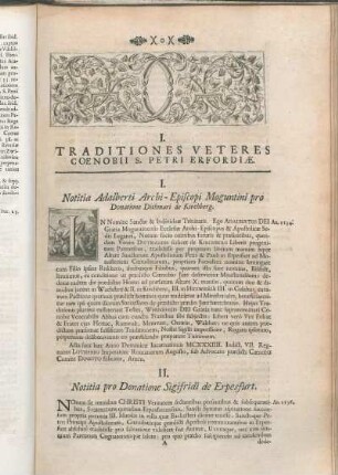 I. Traditiones Veteres Coenobii S. Petri Erfordiæ.