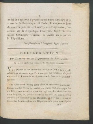 Délibération Du Directoire du Département du Bas-Rhin ...