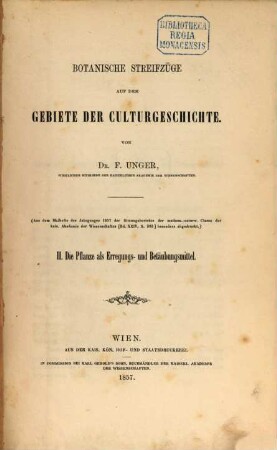Botanische Streifzüge auf dem Gebiete der Culturgeschichte, 2. Die Pflanze als Erregungs- und Betäubungsmittel
