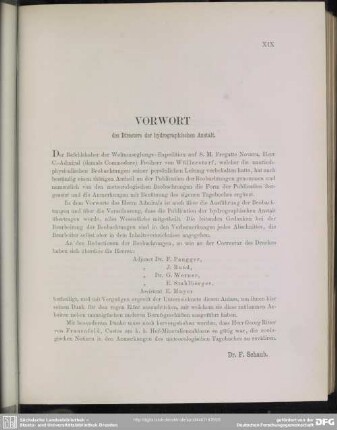Vorwort des Directors der hydrographischen Anstalt