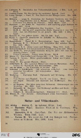 Natur- und Völkerkunde (Nr. 390-456)