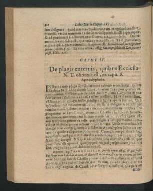 Caput IV. De plagis externis, quibus Ecclesia N.T. obnoxia est, ex capit. 6. Apocalyseos.