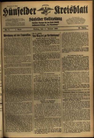 Erste Ausgabe vom Freitag, den 11. Januar 1935.