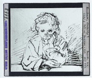 Rembrandt, Mädchen aus einem Fenster blickend (Zeichnung HdG 253, Benesch 1170) (Dresden KK)