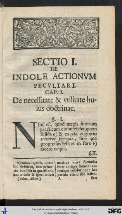 Sectio I. De Indole Actionum Peculiari.