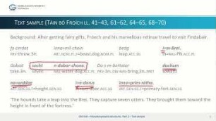 Old Irish – Morphosyntactic Structures, Part 2: Text Sample: Táin bó Froích 41–43, 61–62, 64–65, 68–70