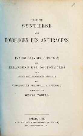 Über die Synthese von Homologen des Anthracens