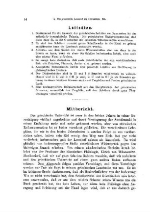 Der griechische Lesestoff am Gymnasium : [Mitbericht]