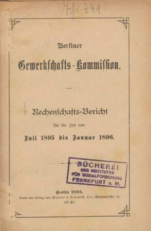 6. (Juli 1895/Januar 1896): Rechenschafts-Bericht