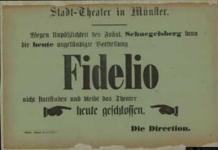 Absage "Fidelio"