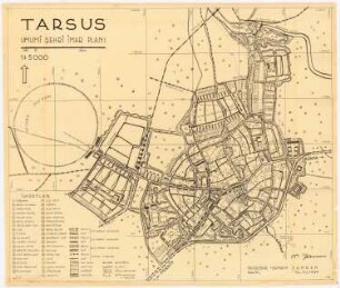 Gesamtbebauungsplan Tarsus: Lageplan, Verkehrslinienplan 1:5000 (vermut. 1. Fassung)