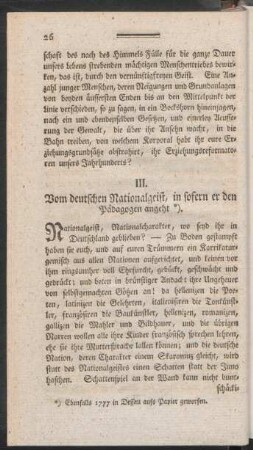 III. Vom deutschen Nationalgeist, in sofern er den Pädagogen angeht