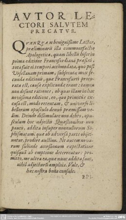 Autor Lectori Salutem Precatur
