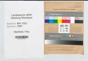 Entnazifizierung Fritz Niedhold , geb. 23.06.1888 (Maschinenmeister)