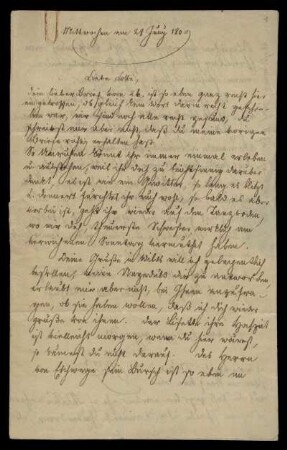 Brief von Jacob Grimm an Charlotte Amalie Grimm