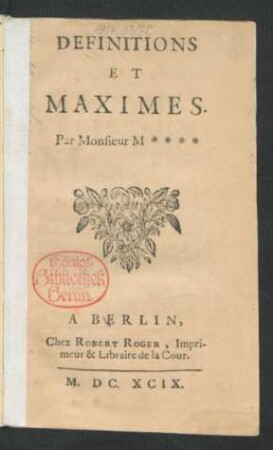 Definitions Et Maximes