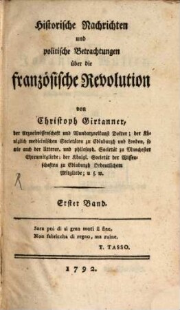 Historische Nachrichten ... über die französische Revolution