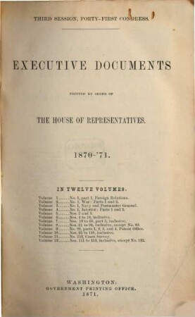 House documents. [266,g.] 1870 (1871) = Congress 41, Sess. 3