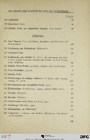 Diverses (Nr. 231-275)