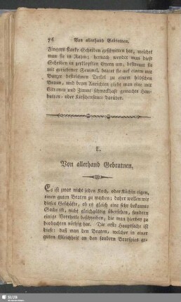 E. Von allerhand Gebratenen