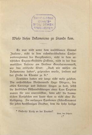 Das Dekamerone der Verkannten