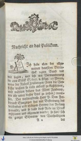 Nachricht an das Publikum.
