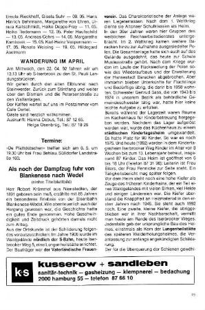 Als noch der Dampfzug fuhr von Blankenese nach Wedel : (siehe: Titelblattbild)