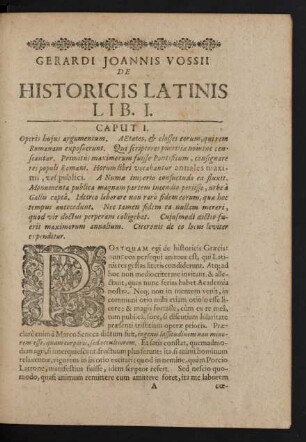 Gerardi Joannis Vossii De Historicis Latinis Lib. I.