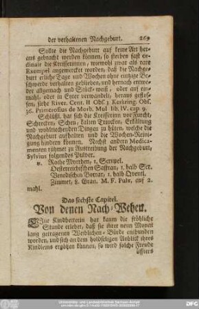 Das sechste Capitel. Von denen Nach-Wehen.