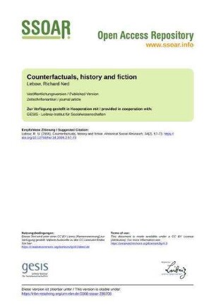 Counterfactuals, history and fiction