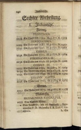 Sechste Abtheilung. I. Italiänische. - III. Niederländische.