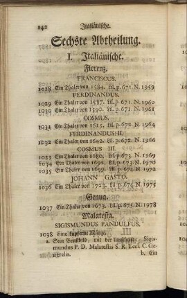 Sechste Abtheilung. I. Italiänische. - III. Niederländische.