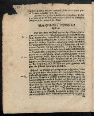 Vom Titul oder Uberschrifft des Psalmen.