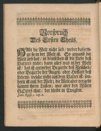 Vorspruch Des Ersten Theils.